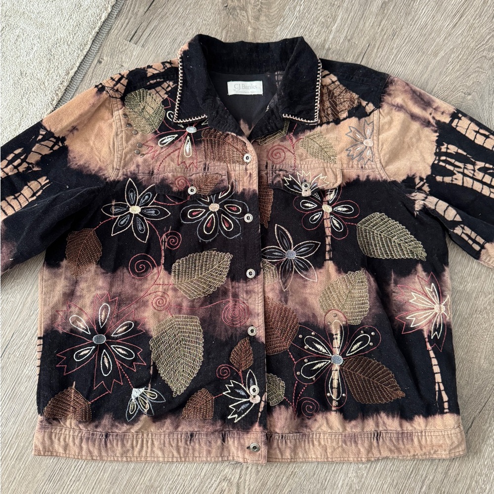 CJ Banks Embroidered Boho Jacket